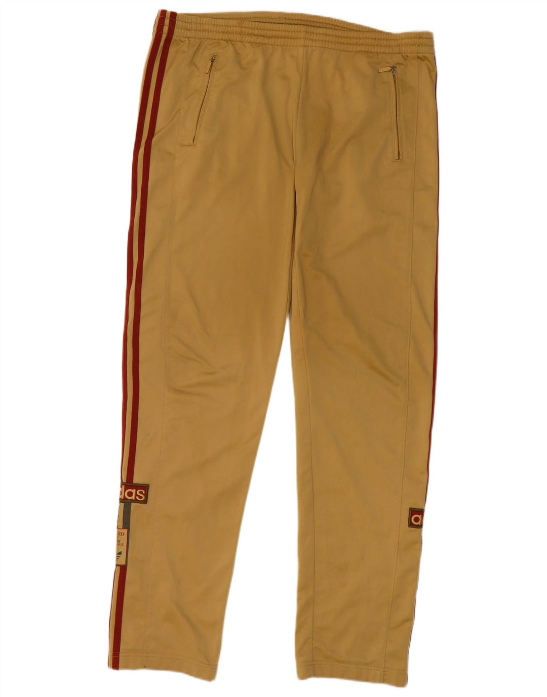 Męskie spodnie dresowe Adidas z grafiką, średni khaki, poliester