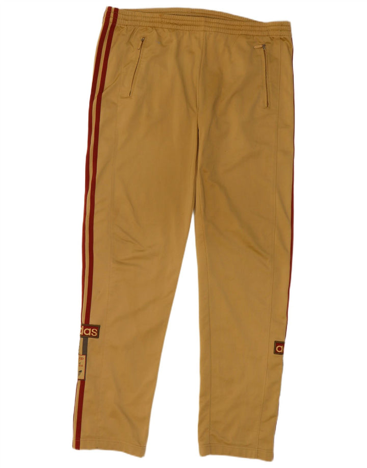 Męskie spodnie dresowe Adidas z grafiką, średni khaki, poliester