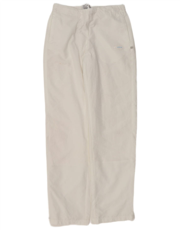 Damskie spodnie dresowe Adidas UK 14, duże, białe, poliestrowe