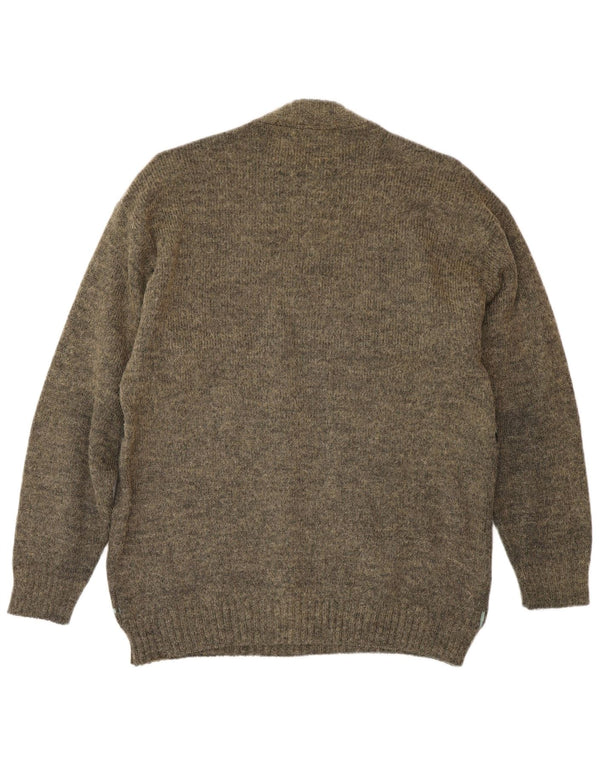 Vintage męski sweter z okrągłym dekoltem, średni khaki Fair Isle