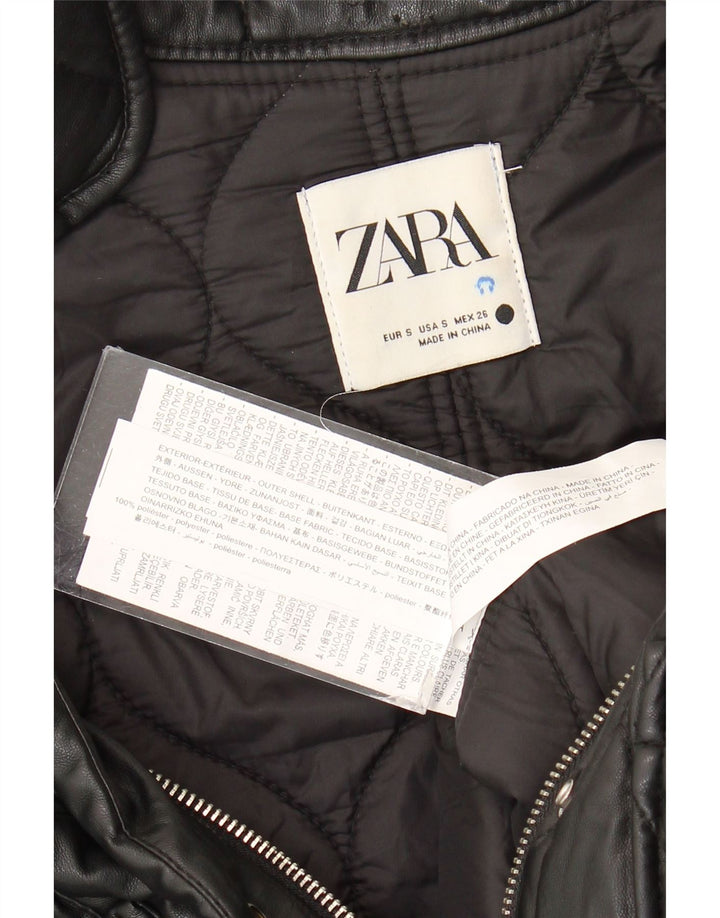 Damska pikowana kurtka oversize Zara UK 10, mała, czarna, z poliestru