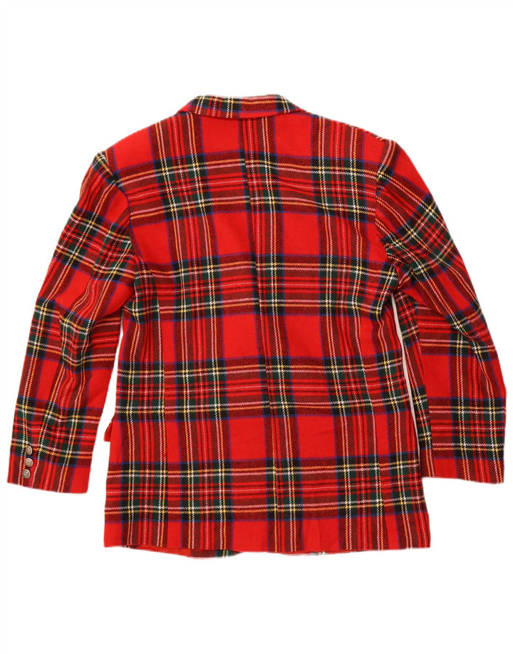 Vintage damska marynarka zapinana na 2 guziki IT 44, wełniana w średnią czerwoną kratkę