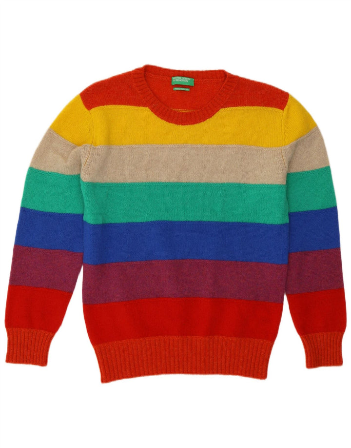 Damski sweter z wycięciem pod szyją Benetton UK 14, średnie, wielokolorowe paski