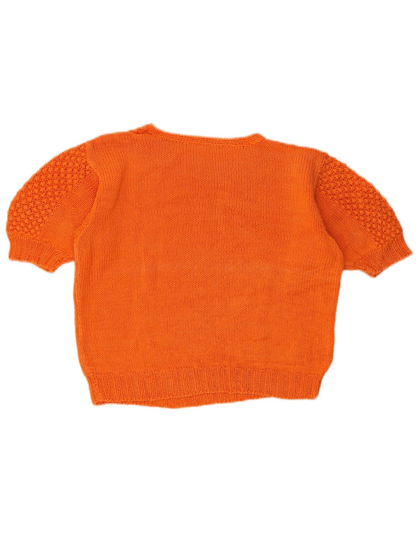 Vintage damski sweter z okrągłym dekoltem UK 14 średni pomarańczowy