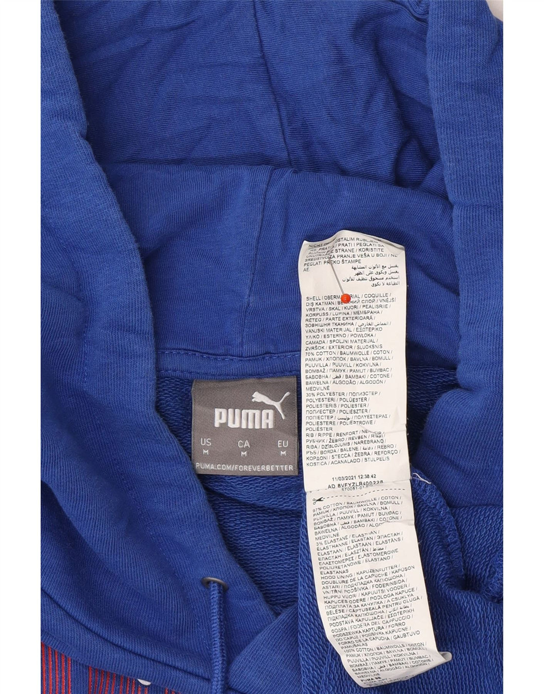 PUMA Mens Graphic Hoodie Jumper Medium Blue Cotton