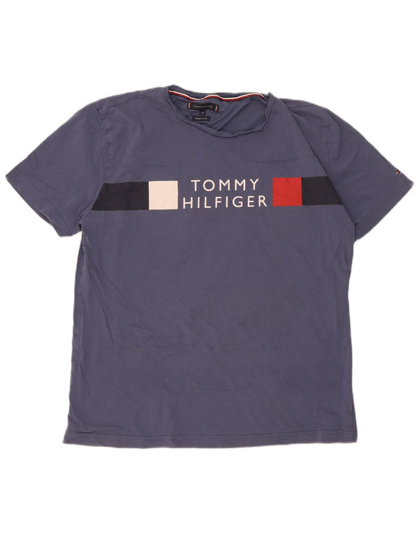 Męska koszulka z grafiką Tommy Hilfiger Top 2XL Granatowa, bawełniana w bloki kolorów
