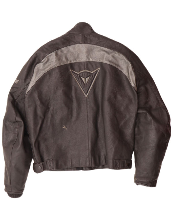 Męska kurtka wyścigowa DAINESE z grafiką, rozmiar 54, duża czarna skóra z blokami kolorów