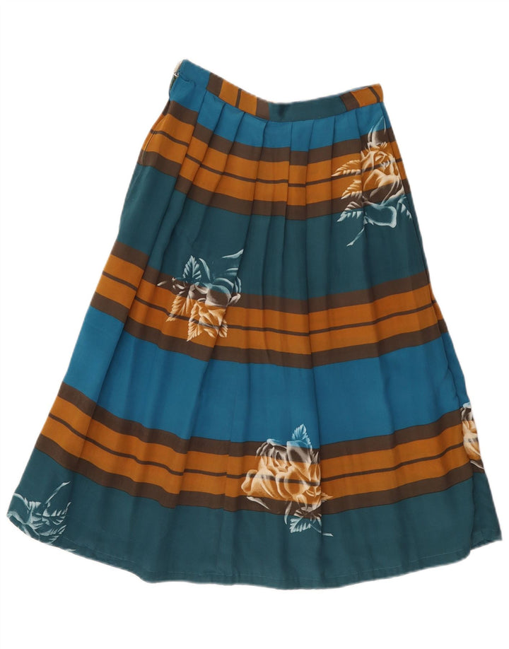 Vintage damska plisowana spódnica w kształcie litery A W24 XS wielokolorowe paski