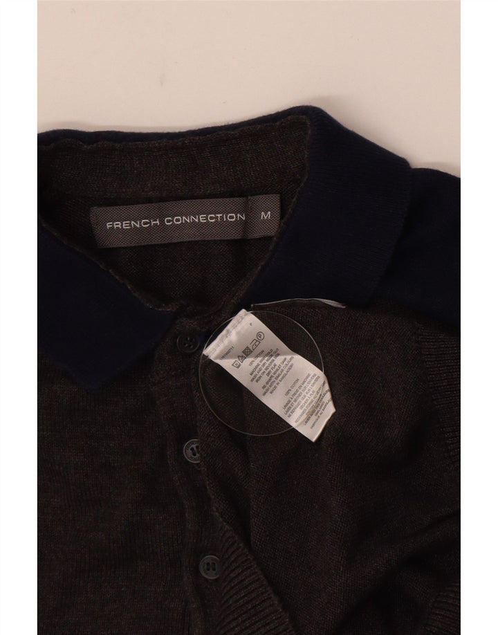 Męski sweter polo French Connection, średnioszary, z blokami kolorów