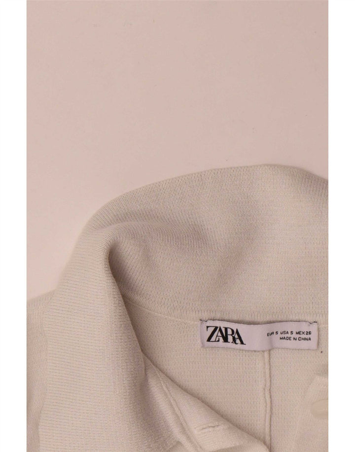 Damski kardigan Crop Oversize Zara Top UK 10 Small White Wiskoza