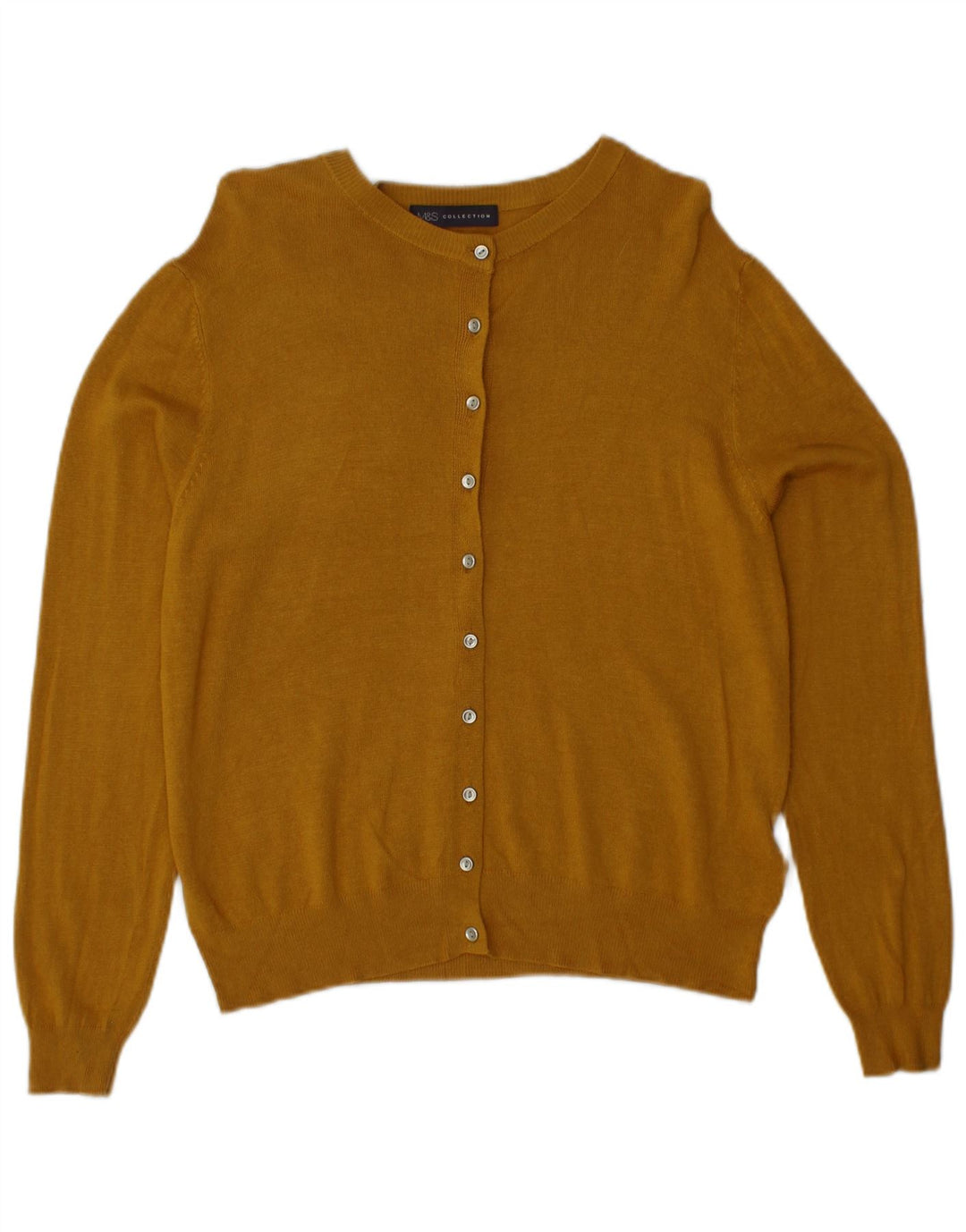 MARKS & SPENCER Damski sweter kardigan UK 12 Średni żółty wiskoza