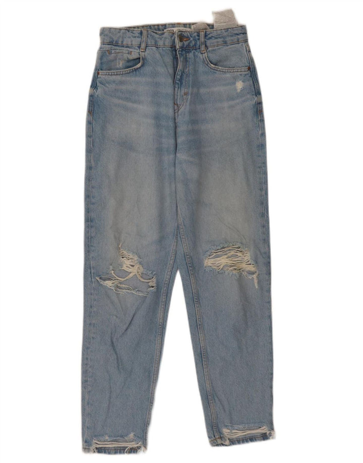 Damskie zwężane dżinsy ZARA z wysokim stanem EU 36 XS W26 L27 Niebieskie