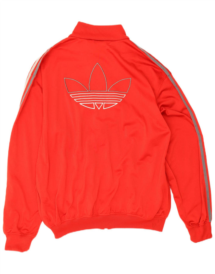 Adidas Męska bluza dresowa z grafiką, duża, czerwona, poliestrowa