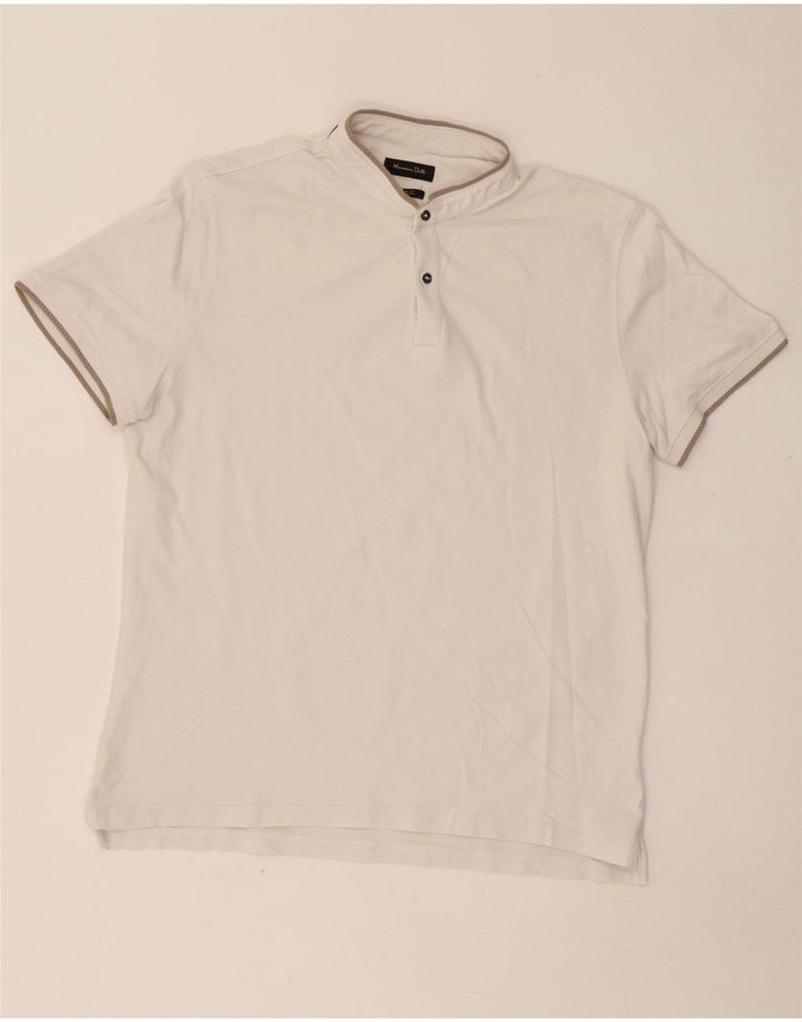 Męska koszulka polo o swobodnym kroju MASSIMO DUTTI, XL, biała