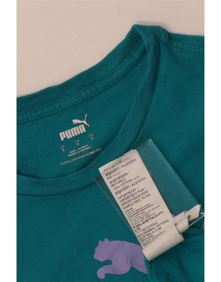 Męski T-shirt z grafiką PUMA, mały, turkusowy, bawełniany