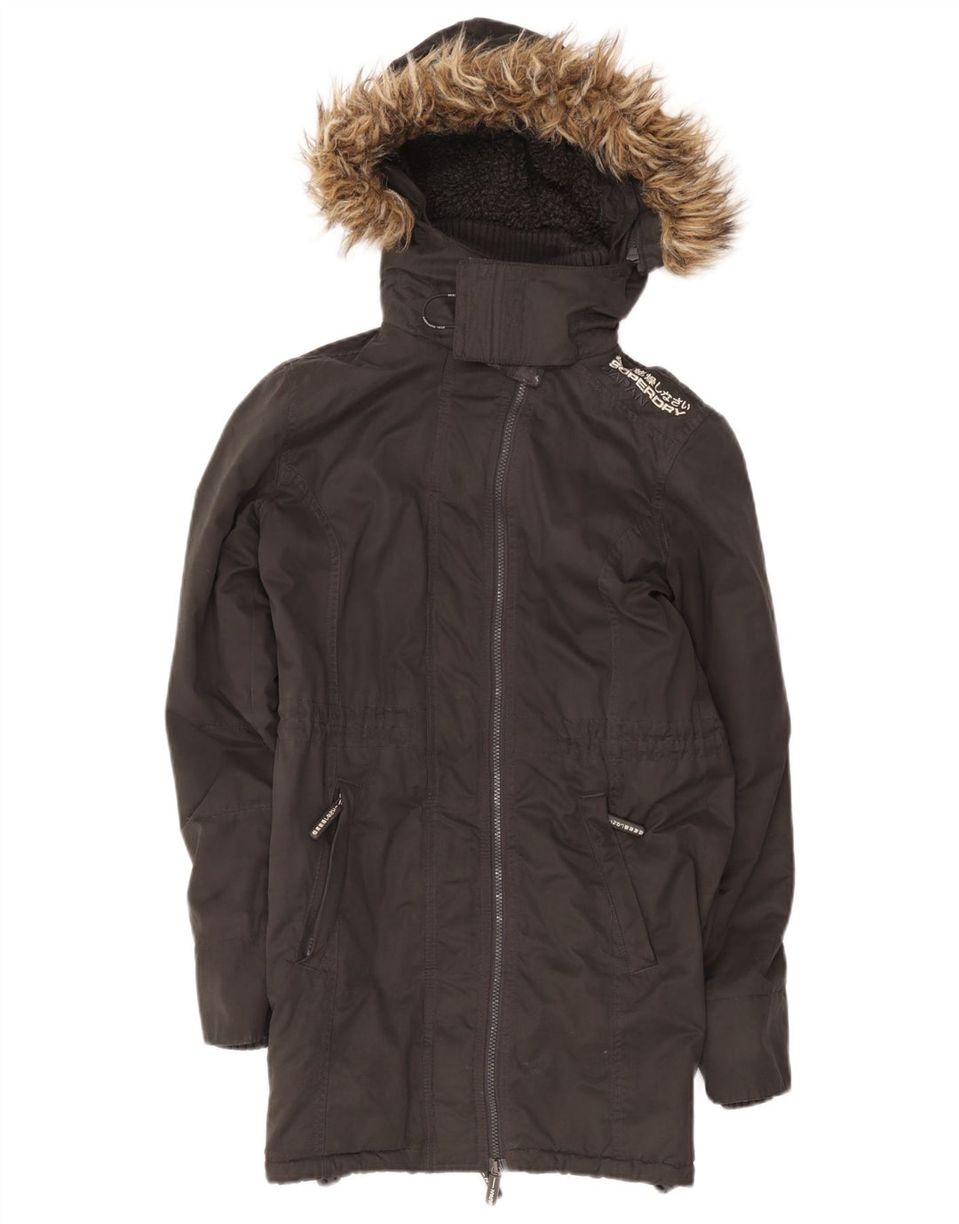 Damska kurtka Superdry Sherpa Parka z kapturem UK 12, średni czarny poliester