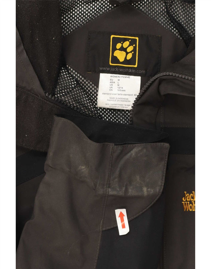 Damska kurtka przeciwdeszczowa z kapturem Jack Wolfskin UK 12/14 w kolorze średniego brązu