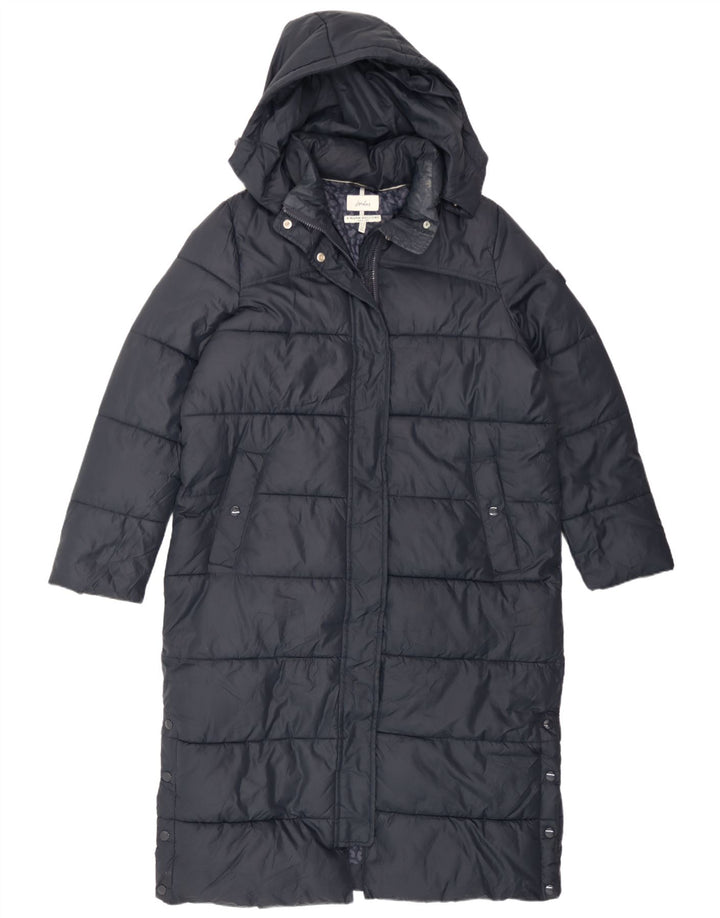 Damski płaszcz z kapturem, oversize, wyściełany Joules UK 10, mały, granatowy, poliester