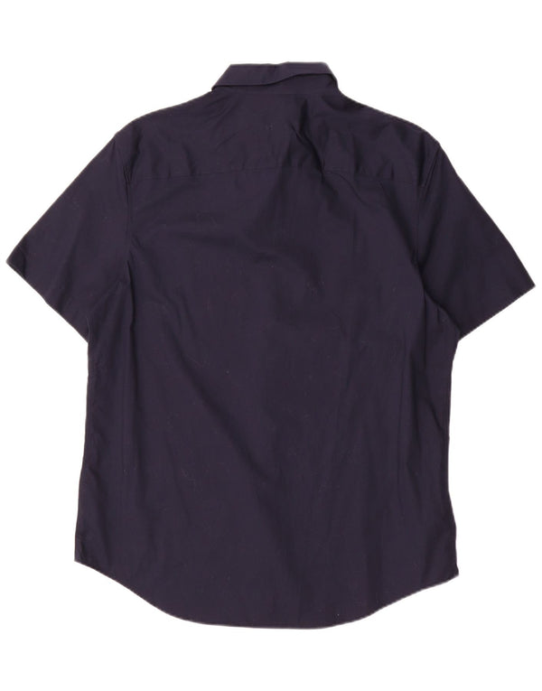 Męska koszula slim fit z krótkim rękawem Calvin Klein, średnia, granatowa, bawełniana