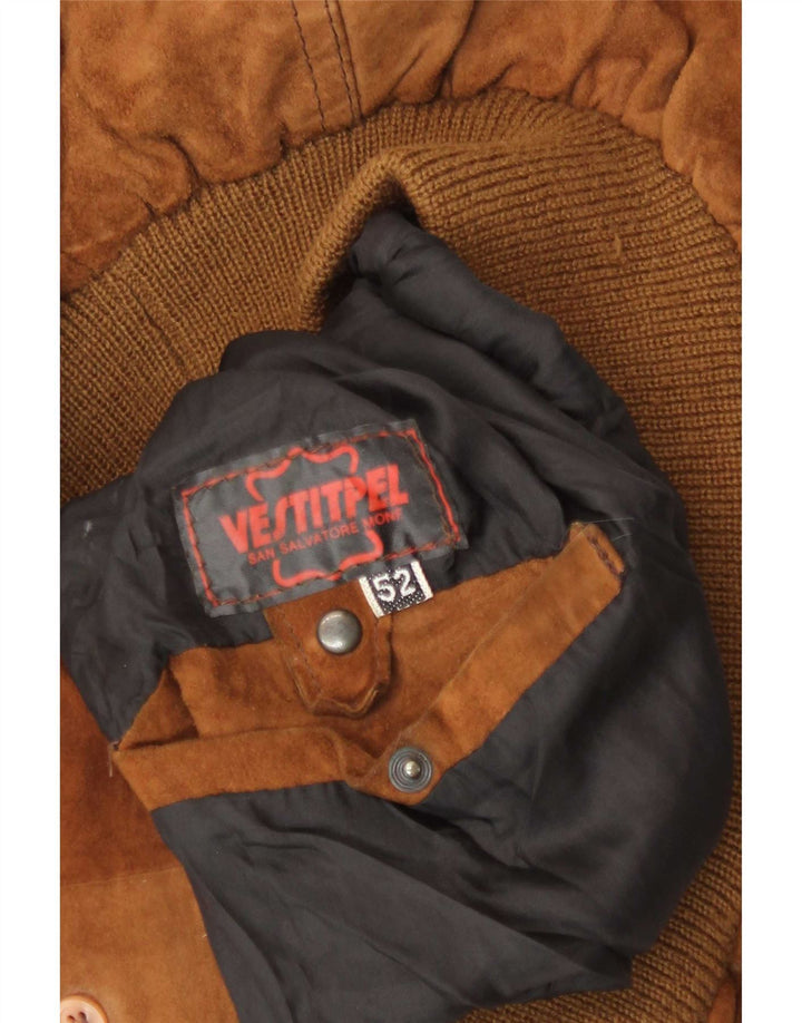 Vintage męska zamszowa kurtka bomber IT 52 XL brązowa