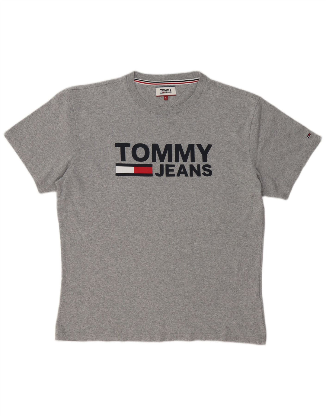Męski T-shirt z grafiką TOMMY HILFIGER, duży, szary, bawełniany