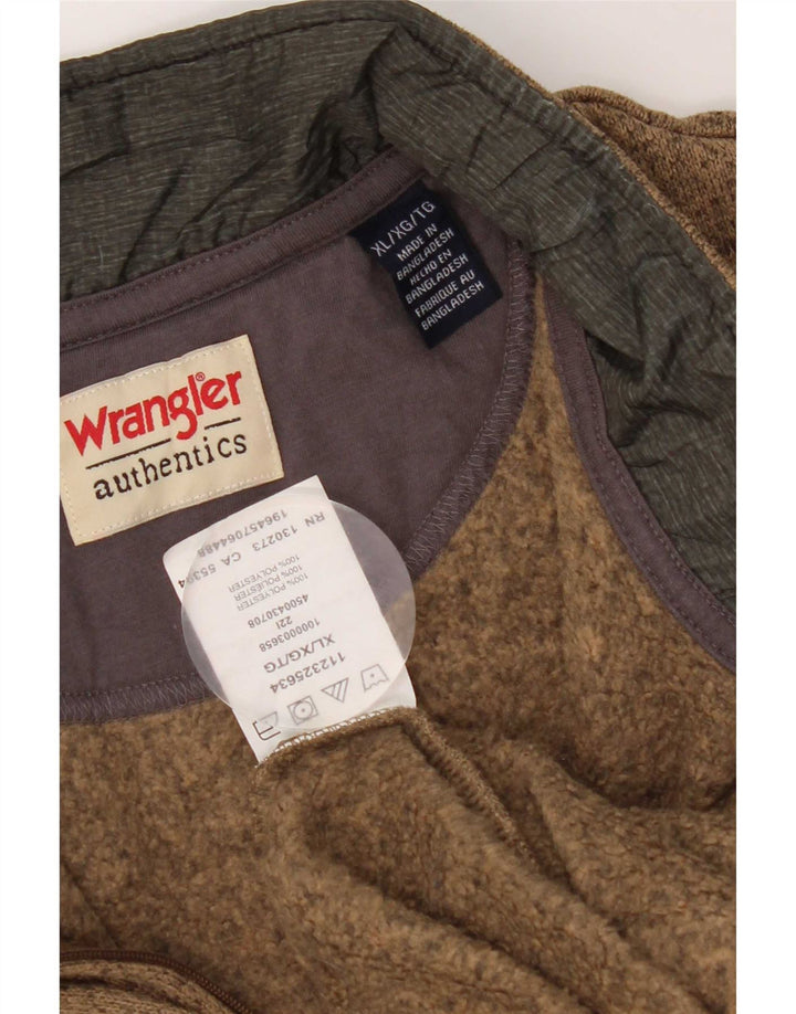 Męski sweter Wrangler z zamkiem błyskawicznym XL, brązowy, nakrapiany poliester