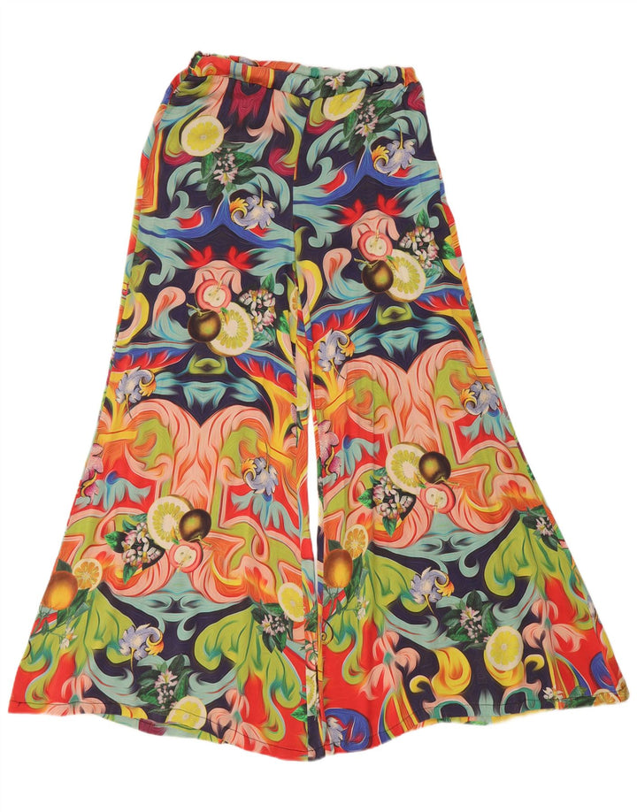 Vintage damskie spodnie Flare z abstrakcyjnym wzorem, małe W26 L29 wielokolorowe