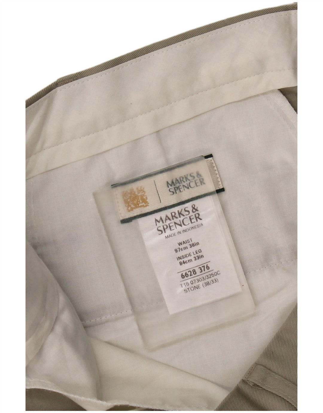 Marks & Spencer Męskie spodnie garniturowe W38 L33 Beżowy poliester