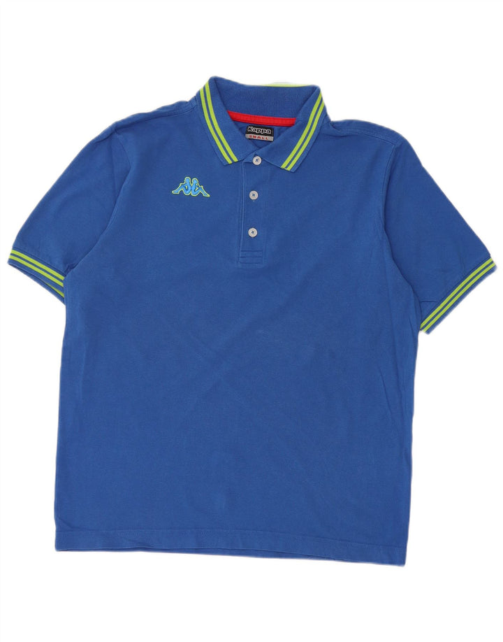 Męska koszulka polo Kappa, mała, niebieska, bawełniana w paski
