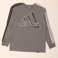 ADIDAS Boys Graphic Top Long Sleeve 12-13 Years Large Grey Cotton Vintage Adidas and Second-Hand Adidas from Messina Hembry 