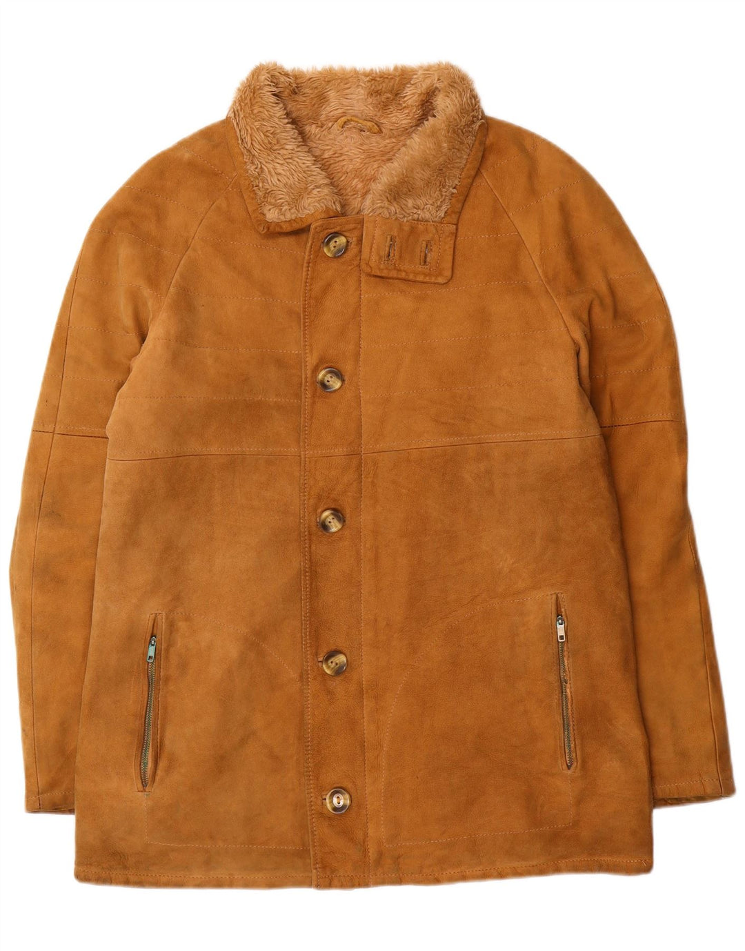 Vintage męska kurtka shearling IT 52 XL brązowa skóra