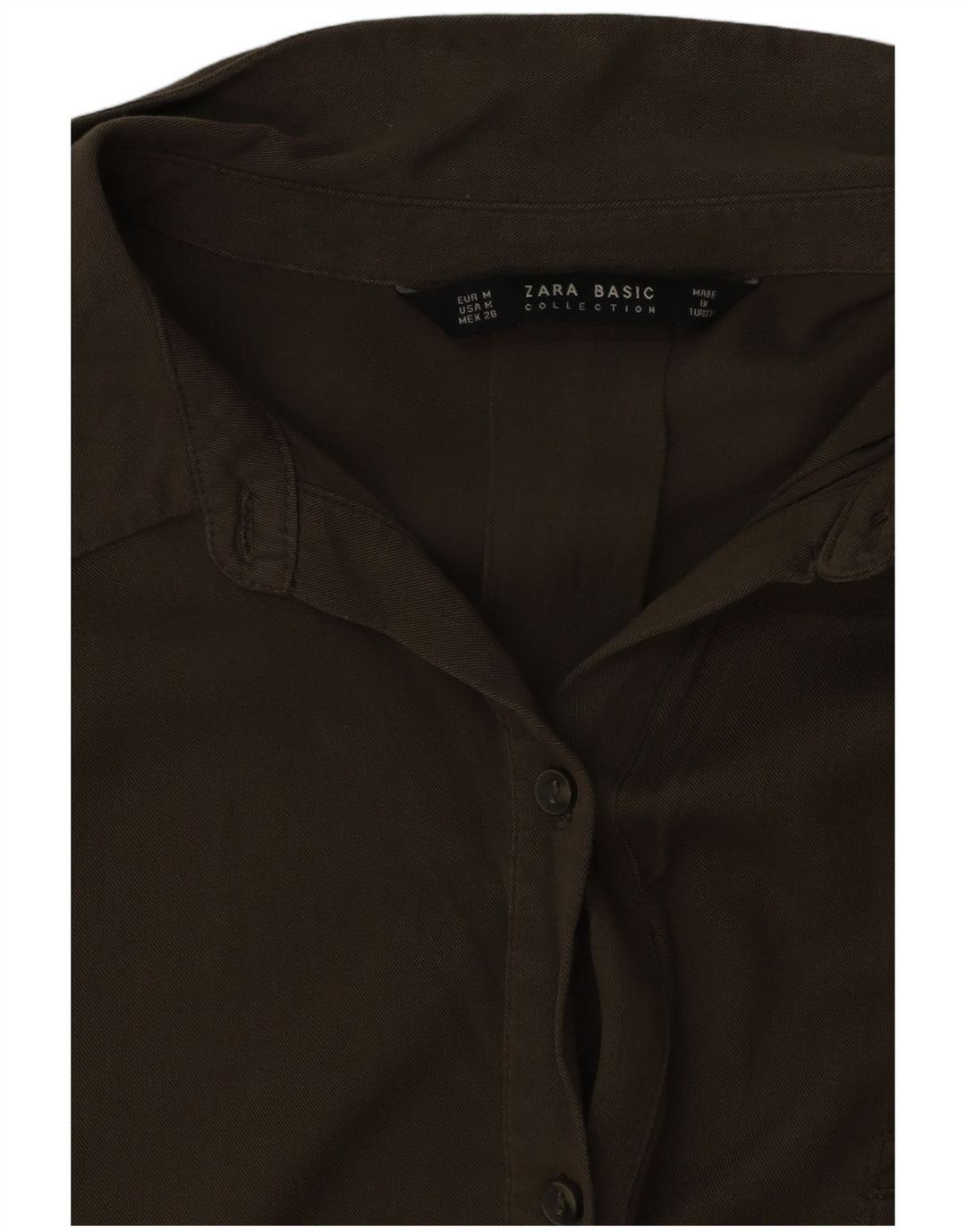 Damska sukienka koszulowa oversize z krótkim rękawem Zara UK 14, średni khaki