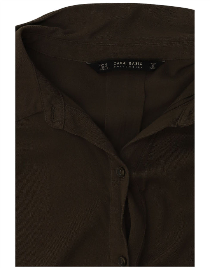 Damska sukienka koszulowa oversize z krótkim rękawem Zara UK 14, średni khaki