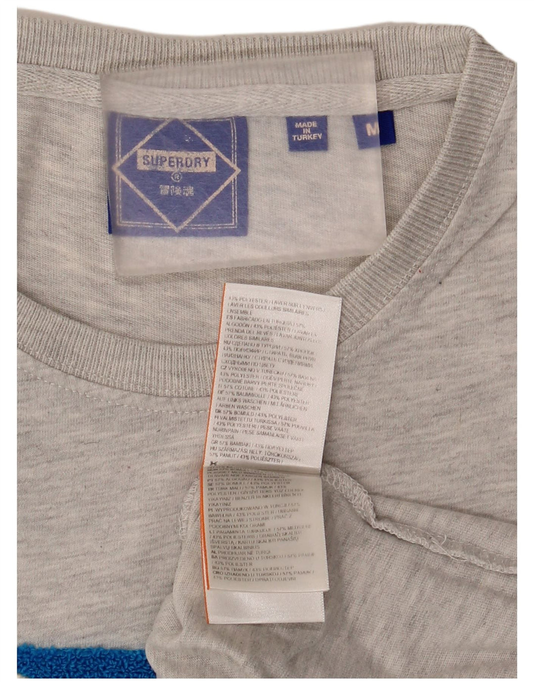 Męski T-shirt Superdry z grafiką, średnioszary, bawełniany w cętki