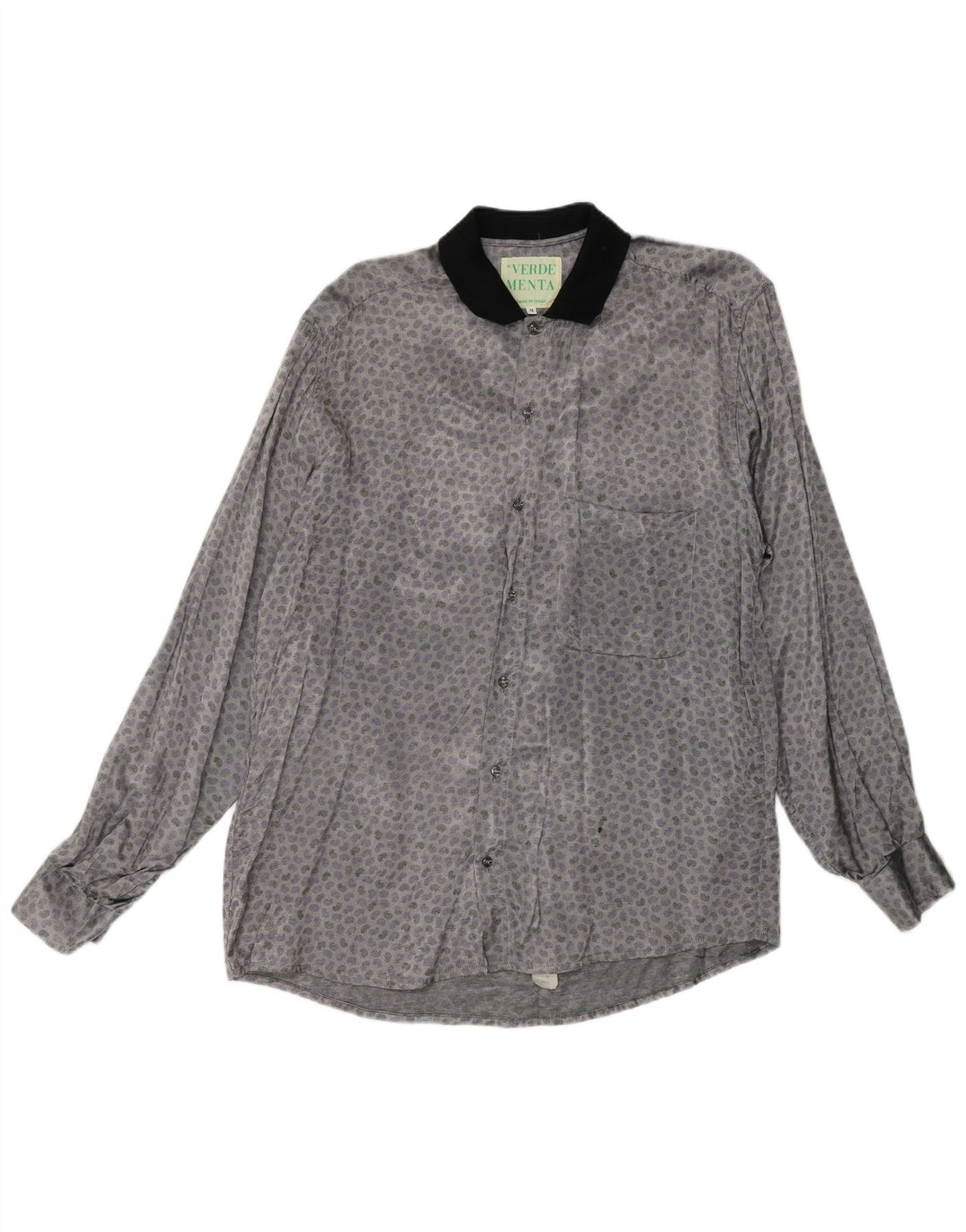 Koszula męska w stylu vintage, średnioszara, octan paisley