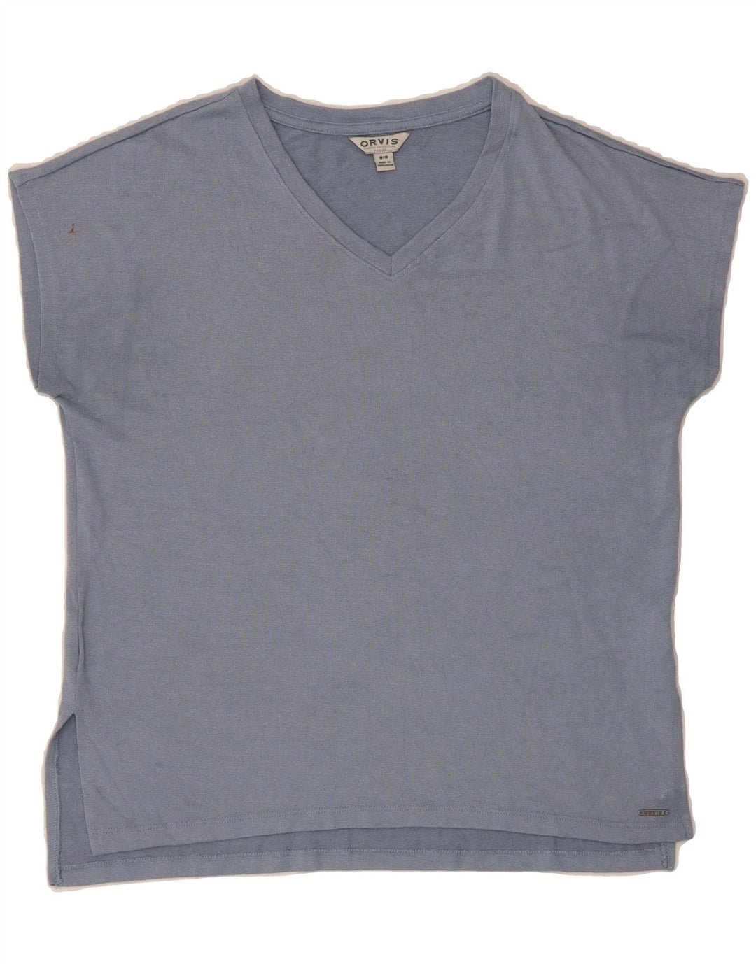 ORVIS Womens T-Shirt Top UK 14 Medium Blue Polyester Vintage Orvis and Second-Hand Orvis from Messina Hembry 