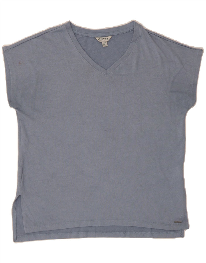 ORVIS Womens T-Shirt Top UK 14 Medium Blue Polyester Vintage Orvis and Second-Hand Orvis from Messina Hembry 