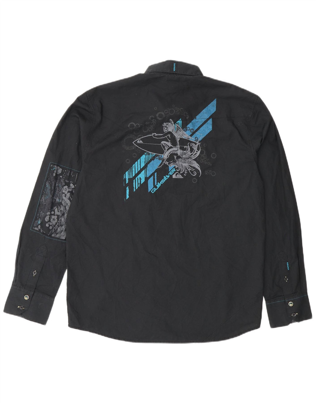 Męska koszula z grafiką Quiksilver, mała, czarna, z poliestru