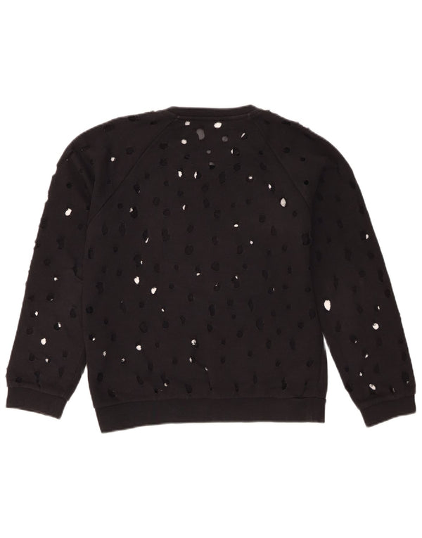 Damska bluza Gaelle Distressed Graphic Jumper UK 14, duża czarna bawełna