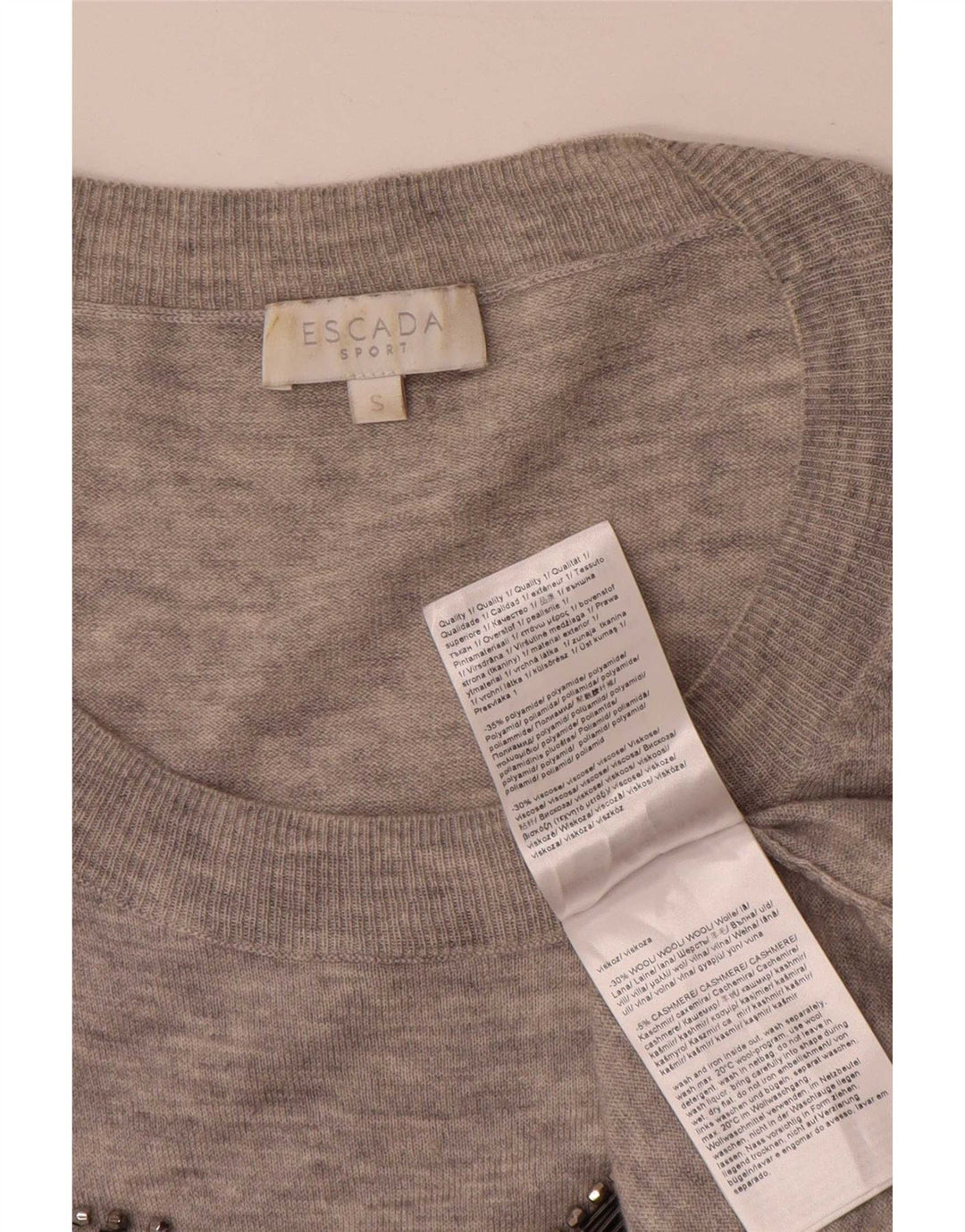 Damski sweter Escada Graphic Oversize z dekoltem w łódkę UK 10 Small Grey