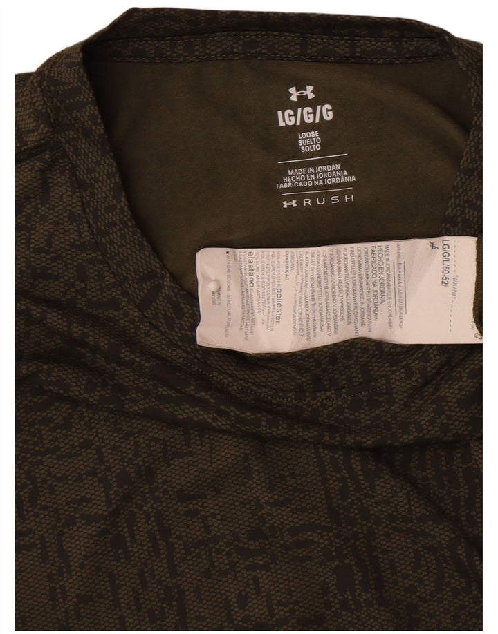 Męska koszulka Under Armour z abstrakcyjnym wzorem, duża, poliestrowa khaki