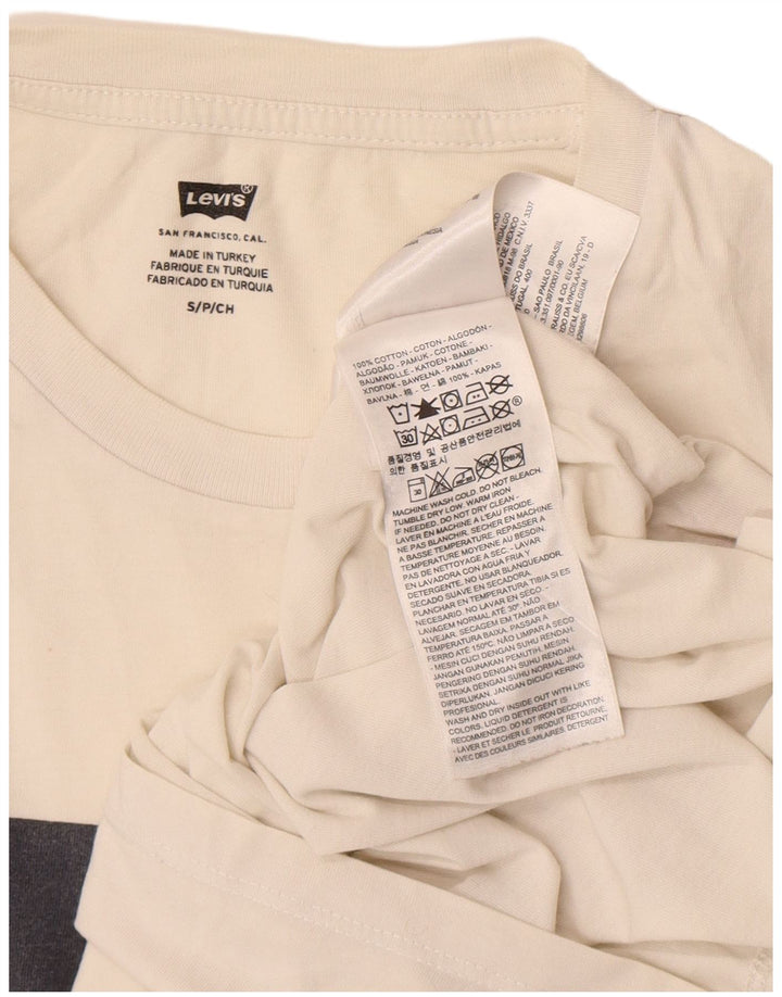Męski T-shirt z grafiką Levi's, mały, złamanej bieli, bawełniany