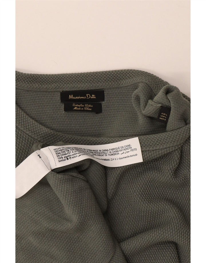 Męski top z długim rękawem Massimo Dutti, duży, zielony, bawełniany