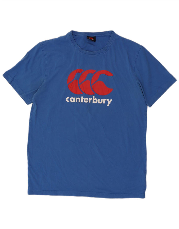 Męski T-shirt z grafiką Canterbury, duży, niebieski, bawełniany