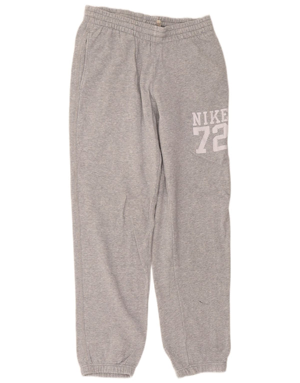 Męskie spodnie dresowe Nike z grafiką, małe, szare, bawełniane, sportowe