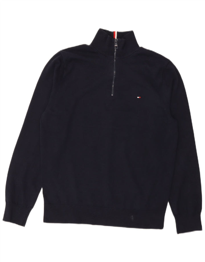 Męski sweter zapinany na zamek Tommy Hilfiger, średni granatowy, bawełniany