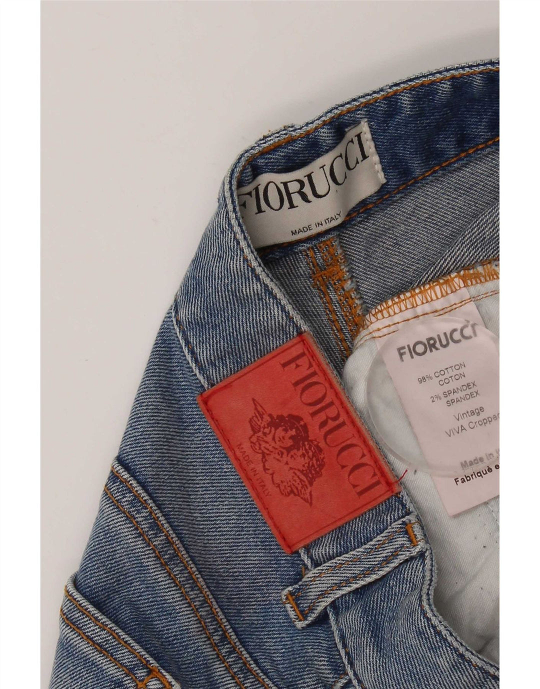 Damskie jeansy Crop Bootcut Fiorucci W27 L24 Niebieskie bawełniane