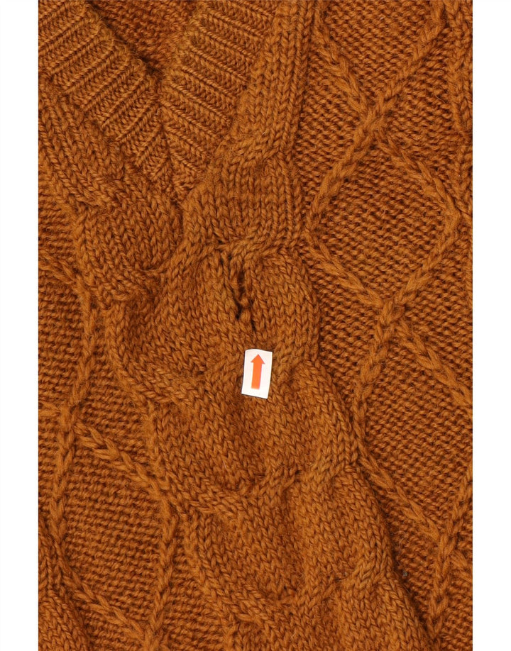 Sweter damski w stylu vintage z dekoltem w kształcie litery V, UK 14, duży brązowy