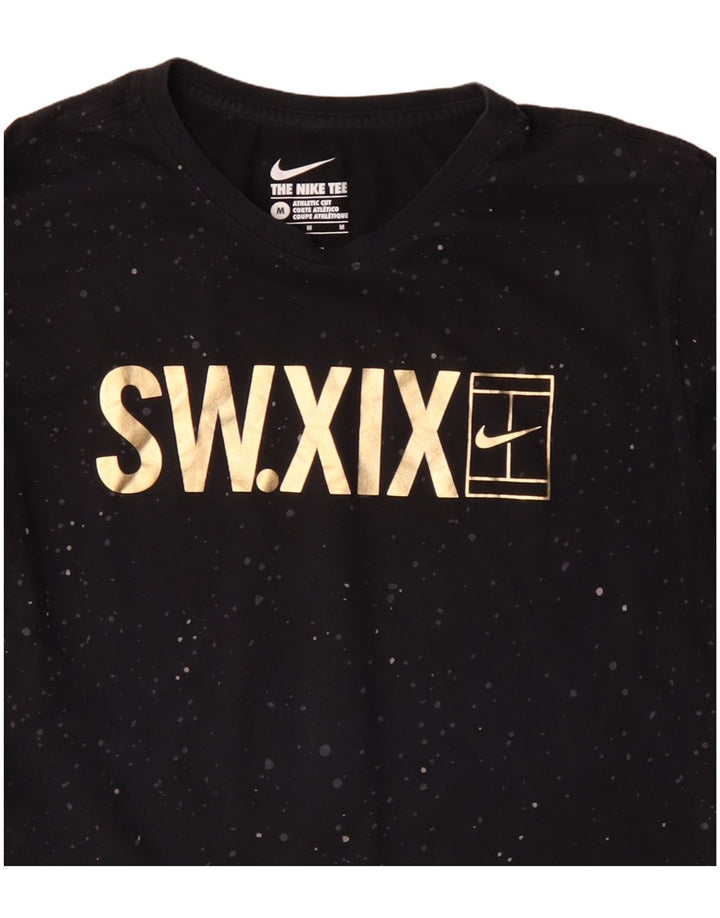 Męska koszulka Nike o sportowym kroju z grafiką, z długim rękawem, średnia, czarna, bawełniana w cętki