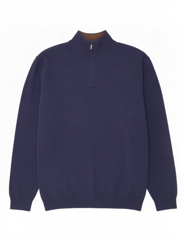 Męski sweter zapinany na zamek Massimo Dutti 2XL, granatowo-wełniany